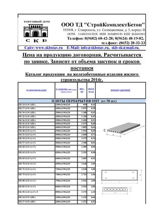 Каталог продукции  на железобетонные изделия жилого строительства 2014г.