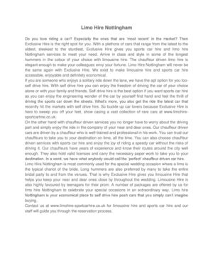 Limo Hire Nottingham