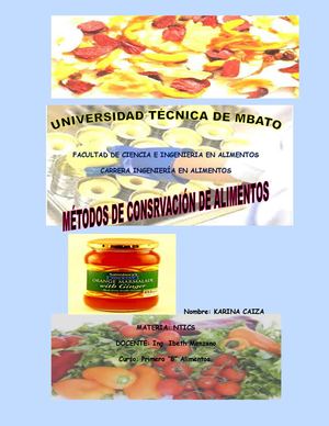 METODOS DE CONSERVACION DE LOS ALIMENTOS