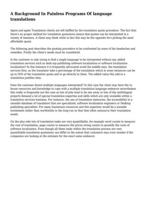 A Background In Painless Programs Of language translations