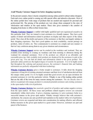 Avail Whaaky Customer Support for better Shooping Experience