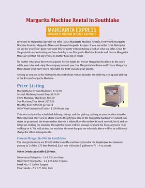 Margarita Machine Rental in Southlake