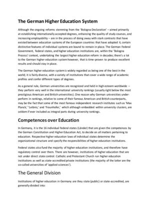 The German Higher Education System