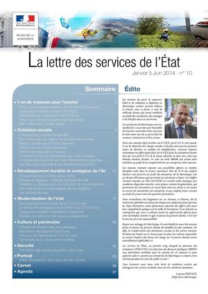 Lettre des services de l'État  n°10 - Martinique - Janvier à Juin 2014