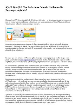 ¿A Qué Nos Referimos Cuando Hablamos De Descargar Aptoide?