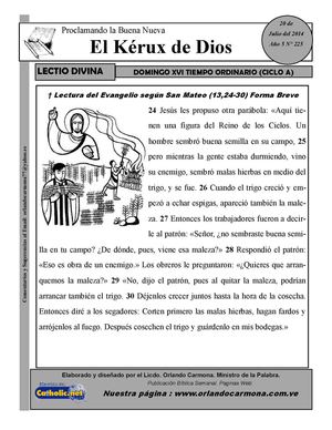 Lectio XVI Ciclo A