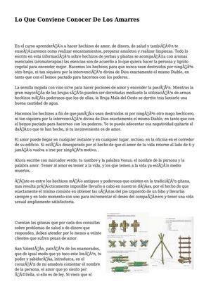 Lo Que Conviene Conocer De Los Amarres