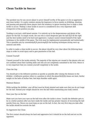 Clean Tackle in Soccer