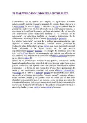 EL MUNDO MARAVILLOSO DE LA NATURALEZA