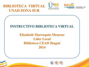 Instructivo Uso Biblioteca Virtual ZSUR - CEAD Ibagué