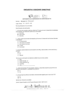 Instrumento de comprensión en competencias TIC