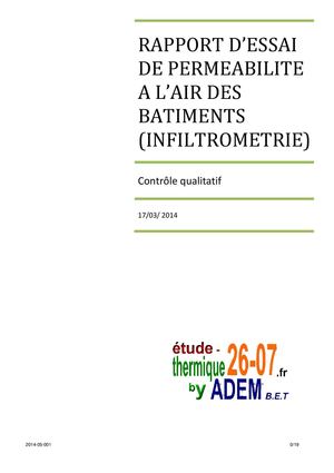 Voir un rapport de test d'infiltromètrie