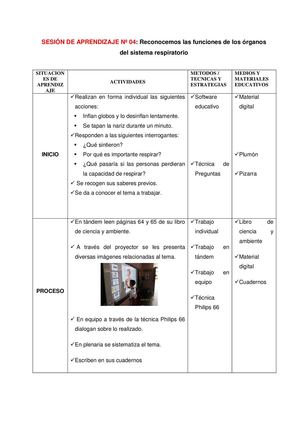 SESIÓN DE APRENDIZAJE Nº 04