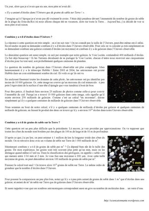 Etoiles et grains de sable