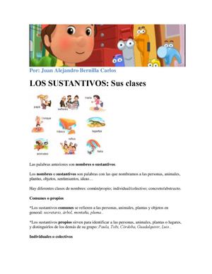 sustantivo y sus clases