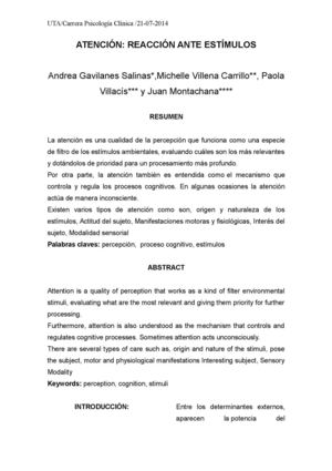 ATENCIÓN y REACCIÓN ANTE ESTÍMULOS