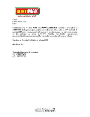 Certificacion laboral