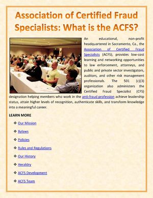 Association of Certified Fraud Specialists: What is the ACFS?