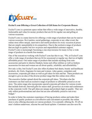 ExcluzY.com Offering a Great Collection of Gift Items for Corporate Houses