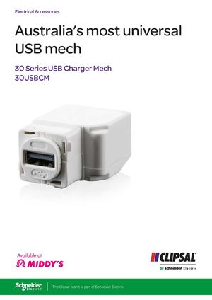 Clipsal 30 Series USB Charger Mech Product Brochure