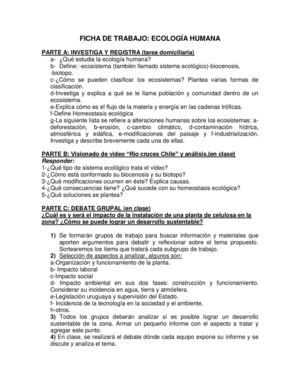 Ficha de trabajo; Ecología Humana