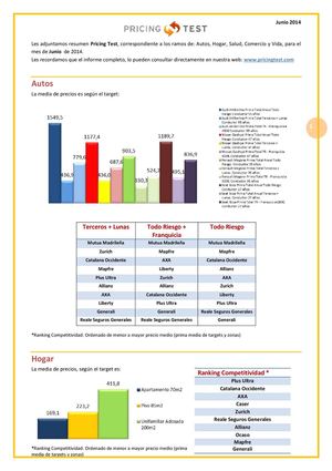 Informe Junio 2014 de precios de seguros