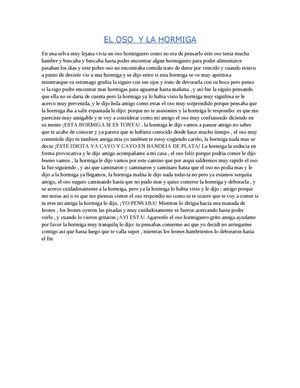 EL OSO HORMIGUERO Y LA HORMIGA