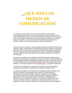 QUÉ SON LOS MEDIOS DE COMUNICACIÓN