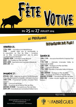 Programme Fête Votive 2014 - Fabrègues