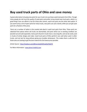 Buy used truck parts of Ohio and save money