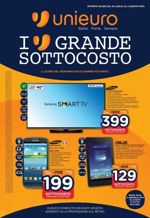 Volantino Nuova Unieuro Lombardia dal 24 luglio al 2 agosto 2014