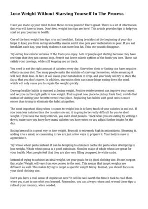 Lose Weight Without Starving Yourself In The Process