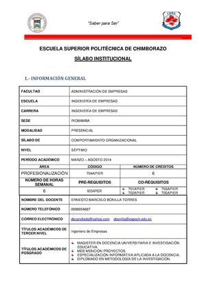 Silabo .1 marzo 2014 Ernesto Bonilla