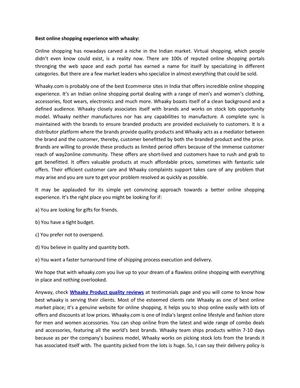 Best online shopping experience with whaaky