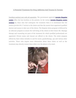 A Potential Treatment For Drug Addiction And Trauma In Toronto