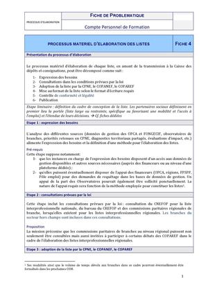 Fiche 4 - Processus matériel d'élaboration des listes