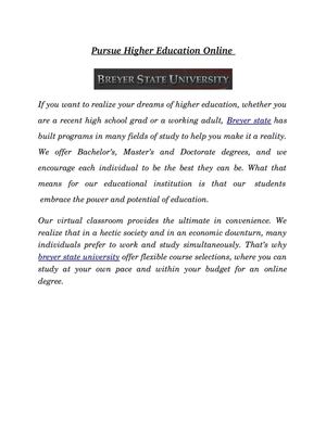 Pursue Higher Education Online