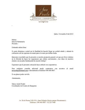 Cotizacion Sra Irma de Santamaria