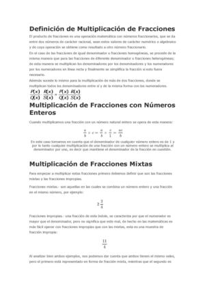 Definición de Multiplicación de Fracciones