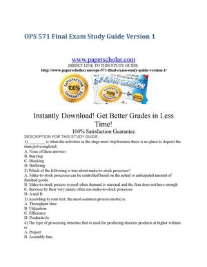 OPS 571 Final Exam Study Guide Version 1