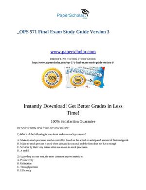 OPS 571 Final Exam Study Guide Version 3