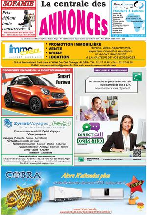 La centrale des Annonces N°1209 Semaine du 27 Juillet au 02 Août 2014 