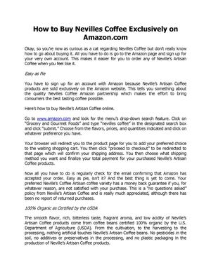 How to Buy Nevilles Coffee Exclusively on Amazon.com New Jersey