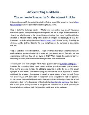 Article writing Guidebook –  Tips on how to Summarize On the internet Articles