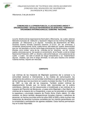 CONMEMORACIÓN MASACRE MAPIRIPAN,META