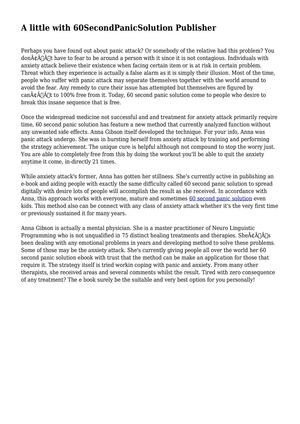 A little with 60SecondPanicSolution Publisher