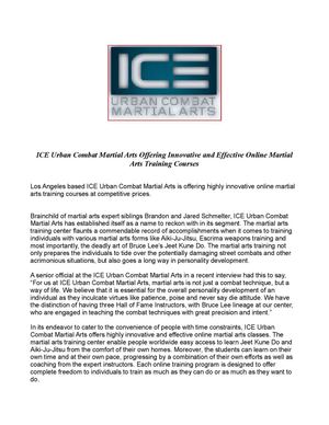 ICE Urban Combat Martial Arts Offering Innovative and Effective Online Martial Arts Training Courses