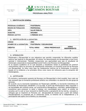 Fisioterapia y Discapacidad 