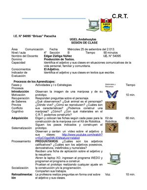 Sesiones de aprendizajes de 54095 de Pacucha