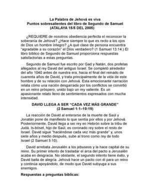 PUNTOS SOBRESALIENTES DEL SEGUNDO LILBRO DE SAMUEL